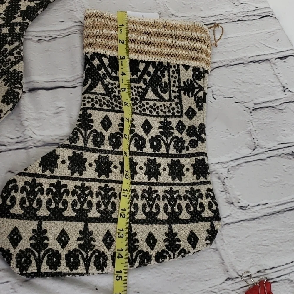 Boho NWT Christmas Stockings. Black & Cream 100% Cotton Washable Price Firm!